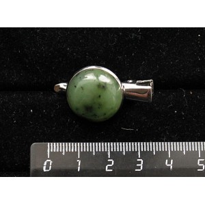 Заколка-крокодил с нефритом, круг 18мм