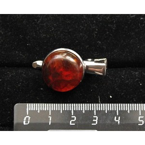 Заколка-крокодил с янтарём темноым (кабошон-мозаика), круг 18мм