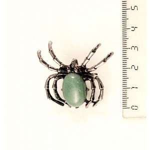 Брошь-кулон "Паук" с авантюрином зеленым, 42*35мм