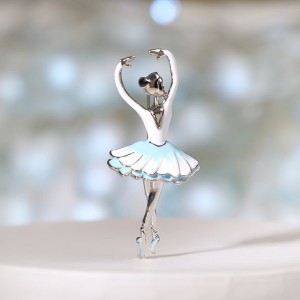 Брошь "Балерина", цвет бело-голубой, цвет серебристый