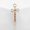 Брошь "Шприц" карпульный, цвет красный, цвет золотистый