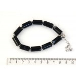 Браслет из агата черного, цилиндр, с подвеской