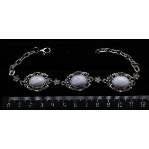 Браслет из агата голубого (сапфирин), "принцесса" овал 14х10мм, на цепочке