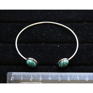 Браслет из амазонита серого 2 круга 12мм, жесткая основа