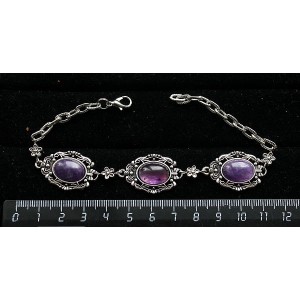 Браслет из аметиста, "принцесса" овал 14х10мм, на цепочке