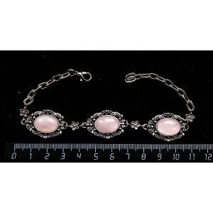 Браслет из кварца розового, "принцесса" овал 14х10мм, на цепочке
