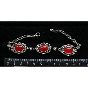 Браслет из сердолика, "принцесса" овал 14х10мм, на цепочке