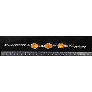 Браслет из янтаря светлого, овал, 18х13мм, на цепочке