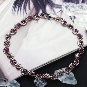 Браслет со стразами "Лёд" ручей, цвет фиолетовый с сером металле