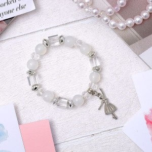 Браслет ассорти "Бусинка" балерина, цвет белый, цвет серебристый