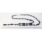 Колье-галстук из агата черного 80см + подвеска 10см, капельки длинные + шарик