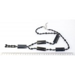 Колье-галстук из агата черного 66см, прямоугольник длинный, шарик 8 и 6мм