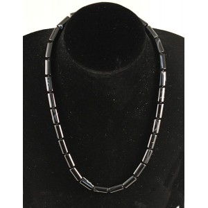 Бусы из агата черного, цилиндр