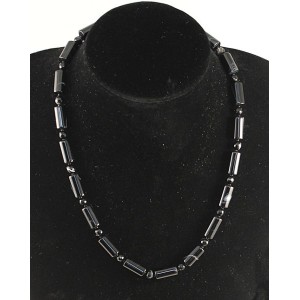 Бусы из агата черного, цилиндр+шарик 6 мм огранка