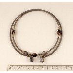 Колье на струнке из агата серо-коричневого (ботсванский), овалы 9-12мм