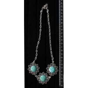 Колье из амазонита "3 цветка" на цепочке, 48-50см, круг 18мм