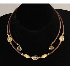 Колье из цитрина на струнке, овал 12-15мм