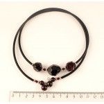 Колье из граната на струнке, камень 12 и 18мм крупная огранка