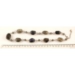 Бусы из лабрадорита на колечках, камень от 18мм крупная огранка + шарик 8мм