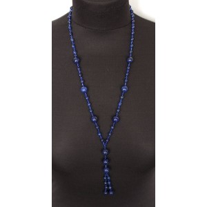 Колье-галстук из лазурита, шарик 12, 10, 6мм