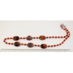 Колье длинное 75см из сардоникса и сердолика, овал 30х20мм + шарик 8мм