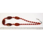 Колье из сердолика 52см, овал 38х20мм, шарик 8мм