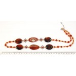 Колье из сердолика 70см, овал 30х20мм, овал 38х20мм, шарик 8 и 6мм