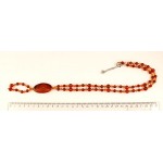 Колье-галстук из сердолика, овал 38х18мм + шарик 6 и 8 мм