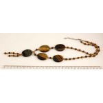 Колье-галстук из тигрового глаза, овал 24х34мм + шарик 6мм