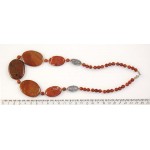 Колье из яшмы красной, 5 овалов + шарик 6мм