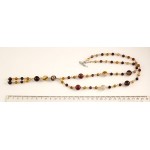 Колье-галстук из яшмы желто-коричневой (мукаит), шарик 12 и 6мм