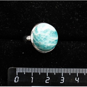 Кольцо с амазонитом, круг 18мм, безразмерное