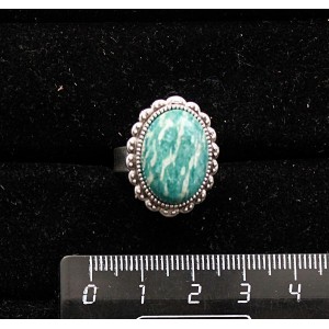 Кольцо с амазонитом, овал 18x13, литая основа, безразмерное