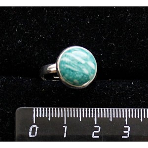 Кольцо с амазонитом, круг 12мм, безразмерное