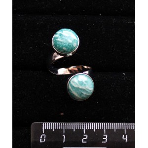 Кольцо из амазонита "2 круга", круг 12мм, безразмерное