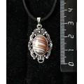 Кулон из агата серо-коричневого (ботсванский), "принцесса", овал 14х10мм
