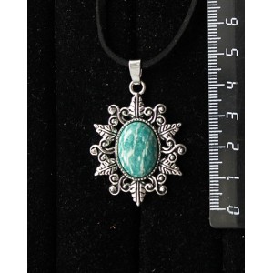 Кулон из амазонита, овал 18х13мм, основа "папоротник"