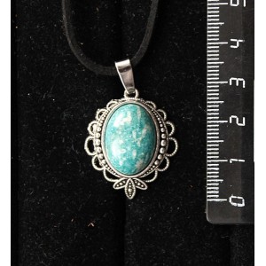Кулон из амазонита, овал, 18х13мм, основа "трилистник"