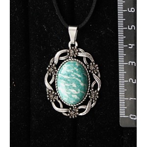 Кулон из амазонита, овал 25х18мм, оправа "торжество"