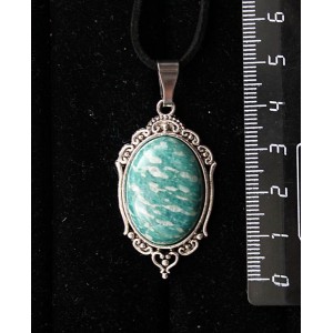 Кулон из амазонита, овал 25х18мм, оправа "медальон"