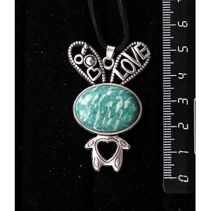 Кулон из амазонита, "зайчик", овал 25х18мм