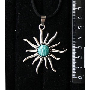 Кулон из амазонита, "солнышко", круг 12мм