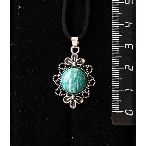 Кулон из амазонита, "два цветка", круг 12мм