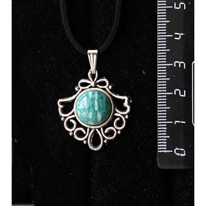 Кулон из амазонита, круг 12мм, оправа "балерина"