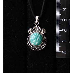 Кулон из амазонита, круг 12мм, оправа "корона"