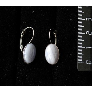 Cерьги из агата голубого (сапфирин), овал 14х10мм, замок петелька