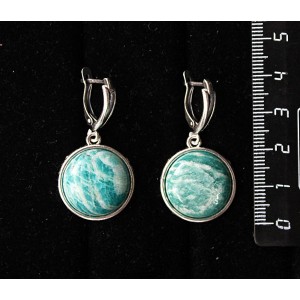 Серьги из амазонита, круг 18мм, швензы посеребрение