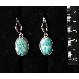 Серьги из амазонита, простой овал 18х13мм, швензы посеребрение