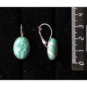 Серьги из амазонита, овал 18х13мм, замок петелька