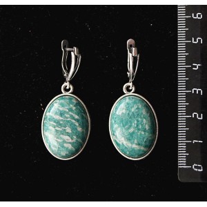 Серьги из амазонита, простой овал 25х18мм, швензы посеребрение